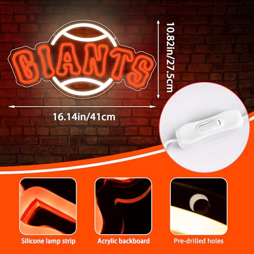 Image of Baseball Neon Sign for Wall Decor Baseball Neon Light for Man Cave Sports Fans Birthday Gifts for Men With Dimmable Baseball Team Sign for Bar Party Dorm Game Room Size16.1 * 12.8inch(ZYLD128)