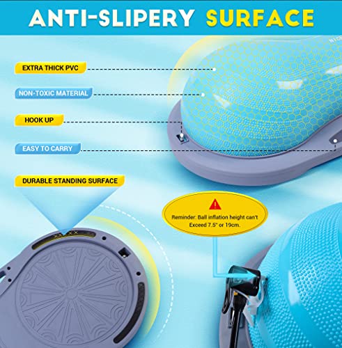 Image of Nice C Balance Ball, Half Ball, Balance Ball, Exercise Workout Trainer, with Resistant Band, Strength Fitness Yoga with Bonus Foot Pump