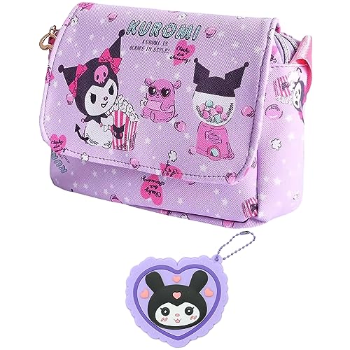 Image of Kumi Crossbody Bag with Adjustable Shoulder Strap and Mirror, Kawaii Handbag with Buckle, Kitty Family Wallet Purse Shoulder Bag Coin Pouch Accessories for Women Girls