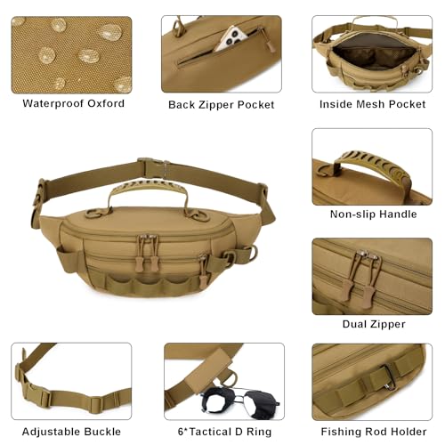 Aventik Bolsa de pesca, pochete de pesca, impermeável, bolsa de cintura, portátil, bolsa de pesca co