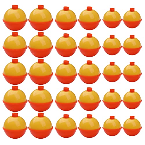 BUBBLE FISHING Bobbers Set Snap Hard ABS on Orange-Yellow Fishing Floats 30Set(1inch/1.25inch/1.5inch) Push Button Round Float Hard ABS Snap-on Floats Fishing Tackle Accessories Kit