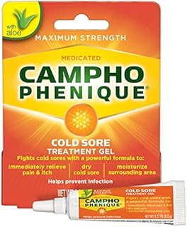 Campho Phenique Cold Sore and Fever Blister Treatment for Lips, Maximum Strength Provides Instant Relief, Helps Prevent Infection To Promote Healing, Original Gel Formula, 0.23 Oz