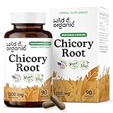 Wild & Organic Chicory Root Capsules - 1200 mg of Chicory Root Powder per Serving - Digestive & Gut Support - Inulin Fiber Prebiotic Supplement - Non-GMO, Vegan Inulin Capsules - 90 Count