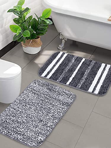 SARAL-HOME-EASY-LIVING-Saral-Home-Microfiber-Striped-Anti-Skid-Set-Of-2-Bathmats-Black35X50-Cm SARAL HOME EASY LIVING Saral Home Microfiber Striped Anti Skid Set Of 2 Bathmats (Black,35X50 Cm)