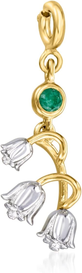 Ross-Simons April/White Topaz - Birthstone Daisy Charm With Enamel and Single Citrine in 18kt Gold Over Sterling