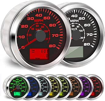 7 Backlight Universal GPS Speedometer 0-120 Km/h / 0-80 MPH, 85mm Diameter