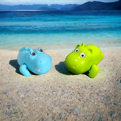 Image of COSMOBABY (Hippo & Crocodile Combo) Bath Toys, Cute Swimming Bath Toys for Toddlers 1-3, Floating Wind Up Toys for 1-5 Year Old Boy Girl, New Born Baby Bathtub Water Toys, Proudly Made in India