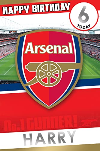 Danilo Promotions Limited - Tarjeta de cumpleaños personalizada del Arsenal FC, tarjeta de cualquier edad, tarjeta de felicitación de cumpleaños del Arsenal FC, multicolor, 9 x 6 pulgadas