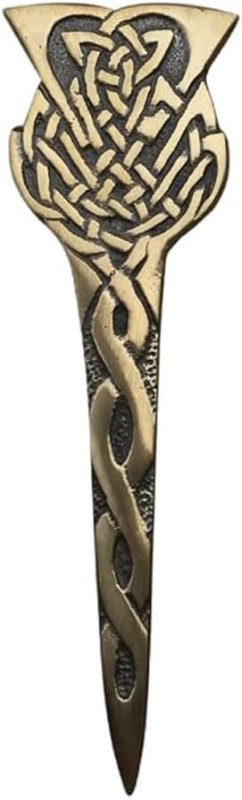 Kilt Pin Men's Antique Finish Badge Clan Crest Brooch Masonic Shamrock Irish Scottish Celtic Size 4"