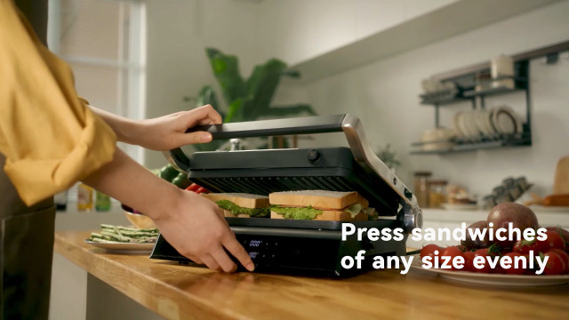 COSTWAY Panini Press, 1200W Sandwich Maker With LED Touch