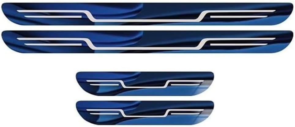 4pcs Stainless Steel Door Sill Protector Strips for Range Rover Evoque 2011-2015, Stainless Steel Welcome Pedal Kick Plates Scuff Guard Accessory,D/Blue