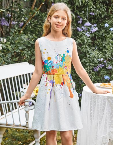 21KIDS Girls Kids Casual Dress Paint Butterfly Rose Animal Fall Sleeveless Dresses3