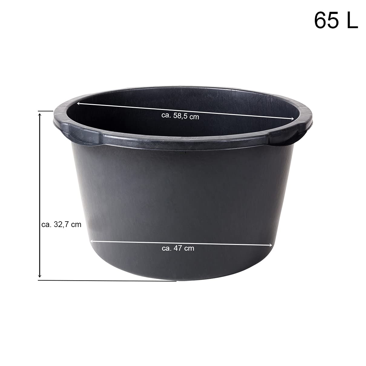 HELO Mörtelkasten Mörtelkübel Zementkübel Maurerwanne Maurerkübel Mörtelwanne Eimer Rund (5 x 65 Liter)