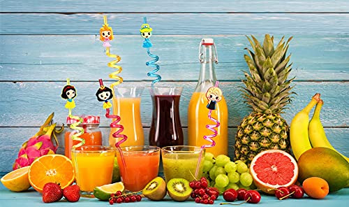 Peiking Reusable Princess Drinking Plastic Straws25 And 2 Cleaning Brush, Disneyprincess Birthday Party Supplies, Princess Party Favors Decorations- Set Of 27 #TOP4