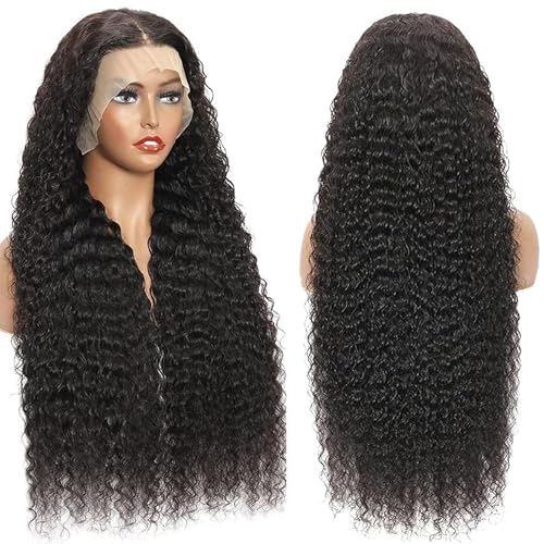 13x6 Deep Wave Lace Front Wigs - 200% Density HD Transparent Frontal Wigs - Glueless, Pre-Plucked with Baby Hair - Natural Black (30Inch) - Image 4
