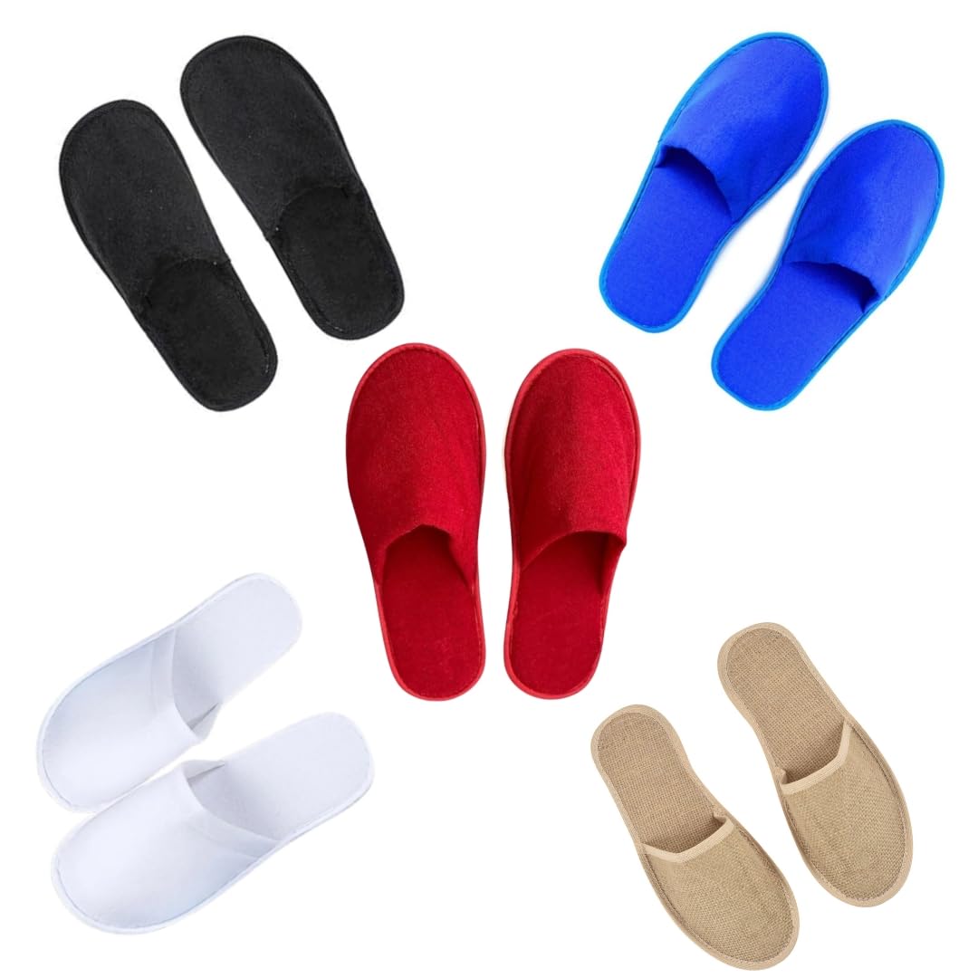 JackPro Comfort disposable slipper for bathroom slippers for hotel spa clinic home use and throw washroom slipper for guest Red Terry Towel anti slip Non-Slip bath travel slippers(1 pair)-image-36