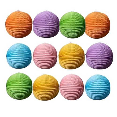 LVYUDS 12 Unidades Farolillos Feria Color Aleatorio Farolillos De Papel para Colgar para El Aula Plegables Tradicionales Portátiles para Cumpleaños Banquetes(30cm-Mixed D-12pcs)