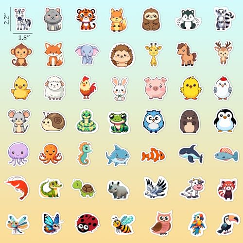 image for RINOLY 100 PCS Water Bottle Stickers for Kids,Waterproof Vinyl Animal 