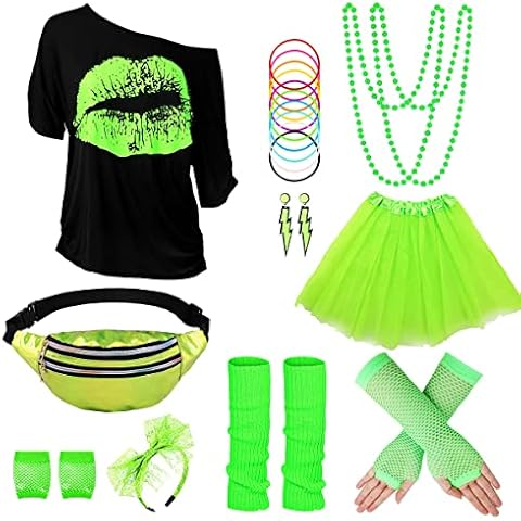 80er Jahre Outfit Damen Grün Set Cover