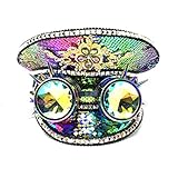 STORM BUY ] Steampunk Style Women Lady Girl Rhinestone Top Hat Feather Halloween Costume Cosplay Party with Goggles
