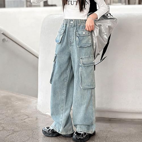 Baggy Jeans for Girls Multi Flap Pockets Cargo Adjustable Waist Wide Leg Pants Streetwear Cute Jeans for Girls Denim Pants4