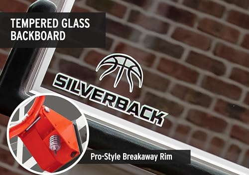 Silverback 54" In-Ground Height Adjustable Basketball System with Tempered Glass Backboard, Pro-Style Breakaway Rim, and Backboard Pad2