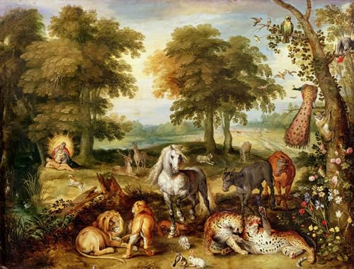 Tableau Paradis terrestre Jan Brueghel : décoration murale zen pour créer un salon apaisant