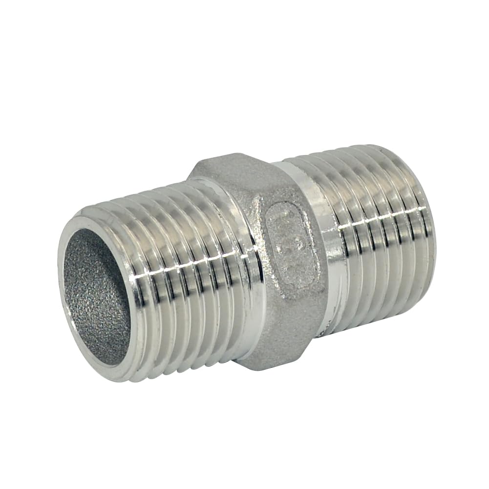 1 pz 1/8 1/4 3/8 1/2 3/4 1" Filettatura maschio Nipplo esagonale Unione 304 Raccordo for tubo in acciaio inox Raccordo for acqua Olio Aria Adattatore filettato,Connettori(1")