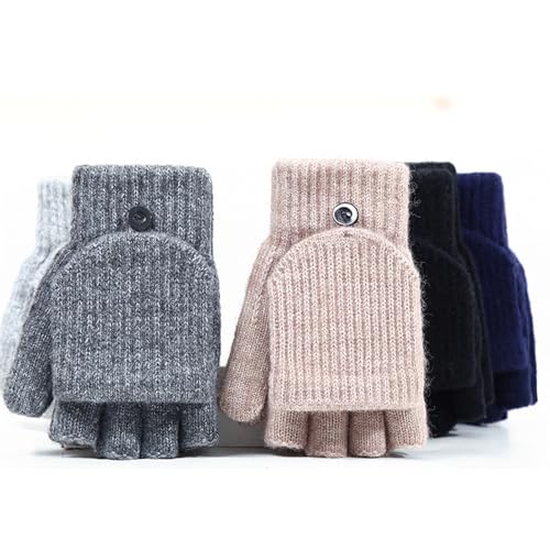 Ccomage Gants Enfant Convertibles Hiver Mitaine Chauffants Gant avec Rabat Sans Doigts Gant Thermiques en Tricot Demi-Doigts Thermiques Extérieur Ski Snowboard Moufles pour Garçons Filles 5-10 Ans – vue 6