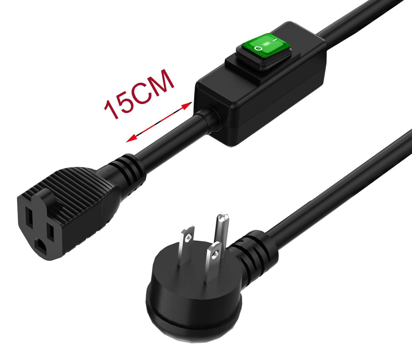 3Feet) Right Angle Outdoor Waterproof Extension Switch Cord, in