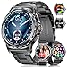 LIGE Milit&auml;r Smartwatch Herren, 3 Armb&auml;nders, Telefonfunktion, 1,43''AMOLED HD Display, Fitness Tracker mit 100+ Sportmodi Outdoor Sportuhr f&uuml;r iOS Android, Kalorien/Schrittz&auml;hler, Schwarz Stahl