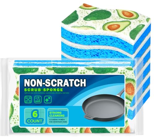 Image of AIDEA Sponges Kitchen, Non-Scratch Scrub Sponge-6Count, Sponges for Non-Stick Cookware, Cellulose Sponge for Dishes, Cleans Fast Without Scratching, Cleaning Power for Kitchen, Bathroom, Household