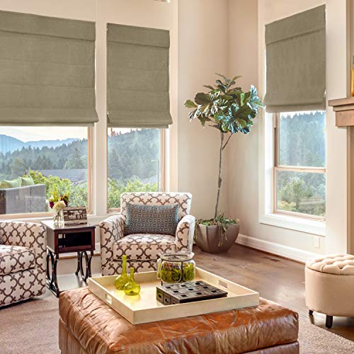 Chicology Cordless Roman Shades Lining Modern Fabric Cascade Window Blind Treatment, 33" W X 64" H, Lux Coffee (Room Darkening) #TOP6