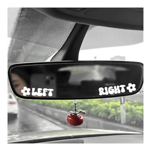 Image of Left Right Car Sticker, Beautiful Rear View Mirror Decor Waterproof Vinyl Sticker, Cute Left Right Auto Window Decal Vanity Mirror Decoration for Women Girl, Car Accessories (White)