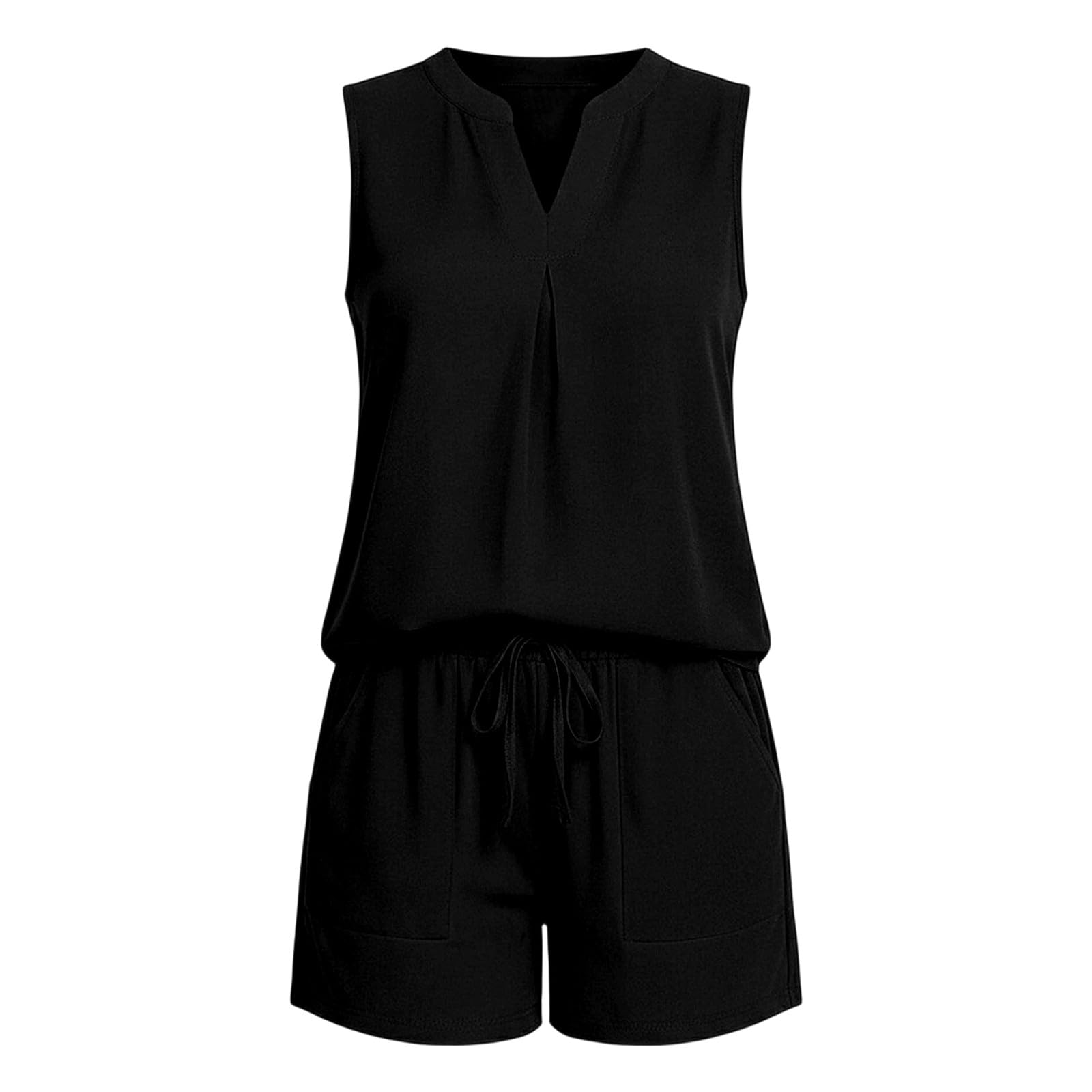 Generisch Tuta da donna per il tempo libero, 2 pezzi, corta, per le vacanze, per l'estate, comoda, da spiaggia, leggera, sportiva, alla moda, classica, da jogging, con canotta e pantaloncini