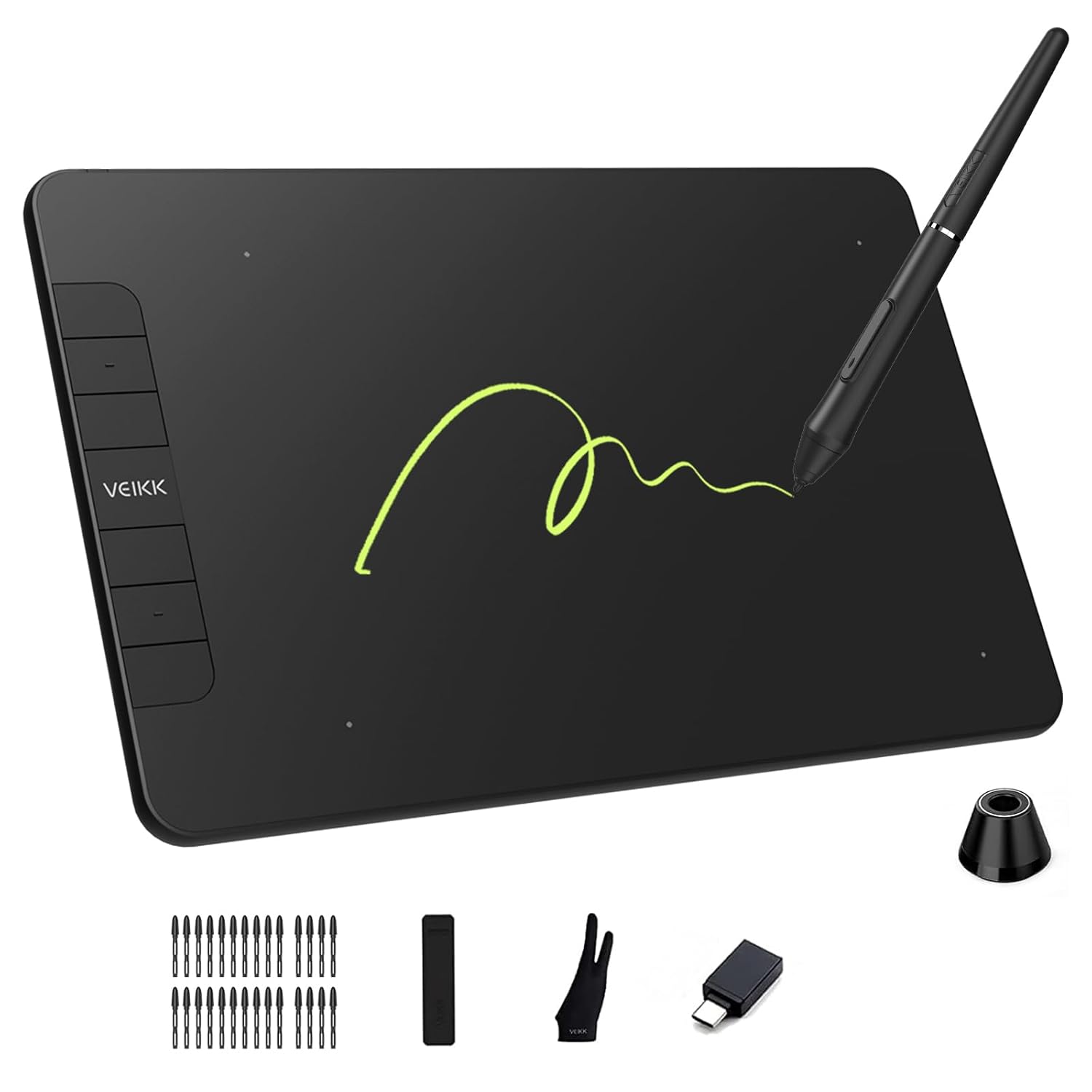 VEIKK VK640 Drawing Tablet 6x4 inch Portable Pen Tablet with 8192 Levels Battery-Free Stylus Graphic Tablet, 6 Shortcuts Keys for Android, Windows, mac OS and Linux, Support Tilt Function - Amazon product rated Grade B