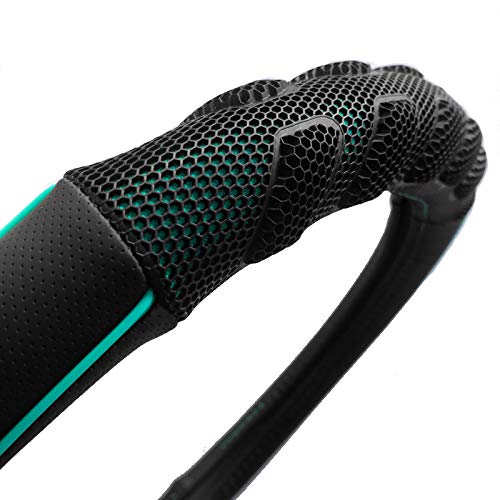 Flying Banner Car Steering Wheel Cover Faux Leather Massage Universal Fit 3D Honeycomb Hole Anti-Slip Sporty 15 Inches (Mint Green Black) #TOP6