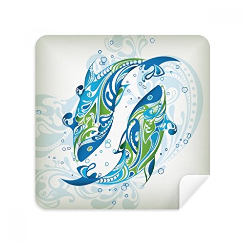 Chiffon lunettes essuie-écran en daim motif poisson de mer x2
