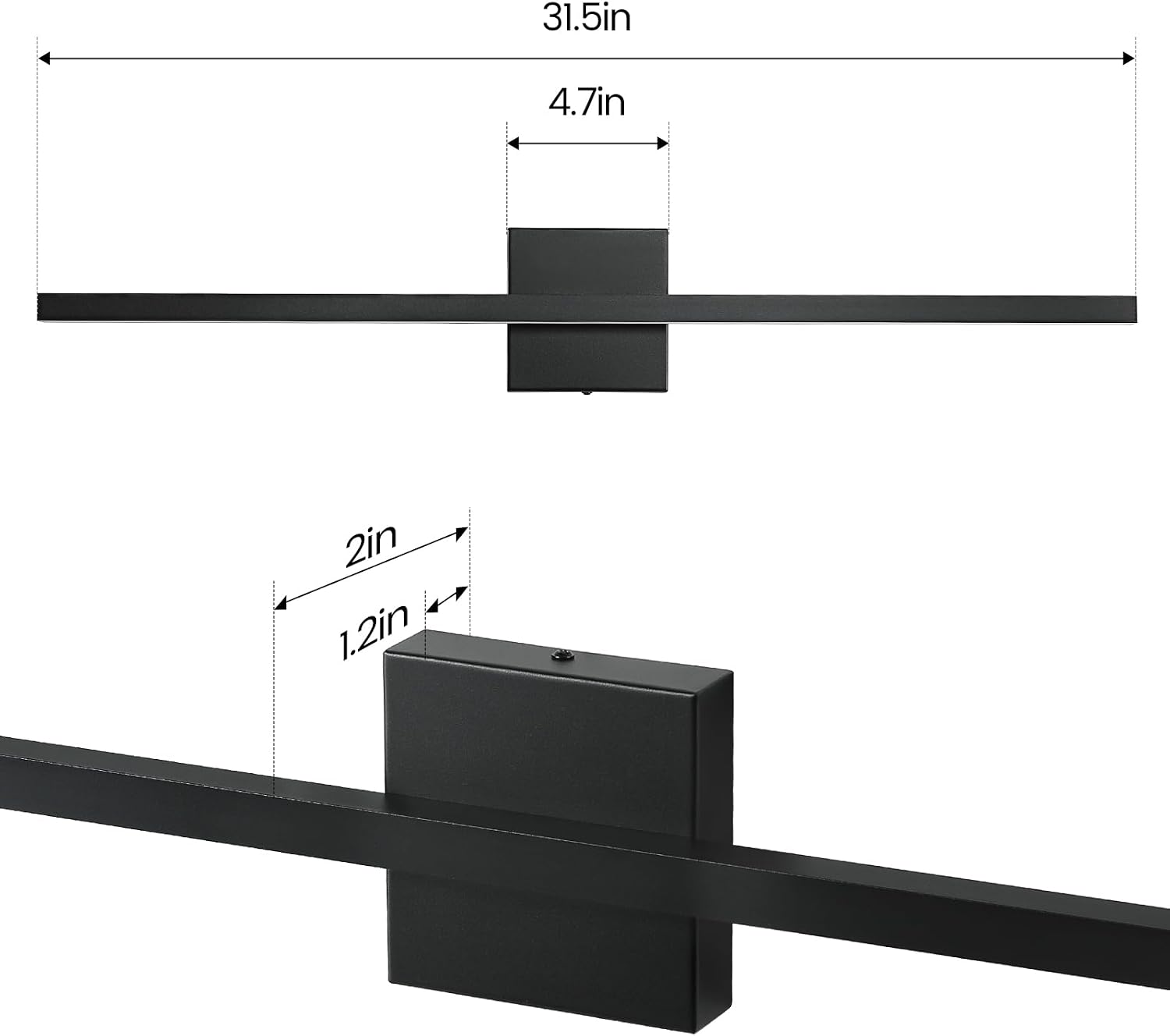 Epinl Black Bathroom Vanity Light - 31.5 inch Modern Bathroom Light Fixture Over Mirror 22W LED Dimmable Wall Sconce Lighting Fixture for Bedroom