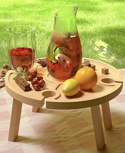Table de Pique-nique Pliante Multifonctionnelle Portable Plateau Snack en Bois pour Voyage en Plein Air Camping Barbecue Plage Pique-nique Pique-nique Léger Facile à Transporter Design Peu encombrant