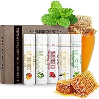 5-Pack Lip Balm Gift Set by Naturistick. Assorted Flavors. 100% Natural Ingredients. Best