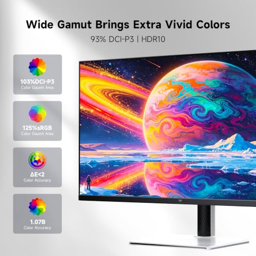 Image of KTC 32 Inch 4K UHD Computer Monitor, 3840x2160 White PC Monitor with VA Panel, HDR10, 3000:1 Contrast, 99% sRGB, Tilt /Height /Swivel Adjustable,HDMI DisplayPort for Home Office, H32U6