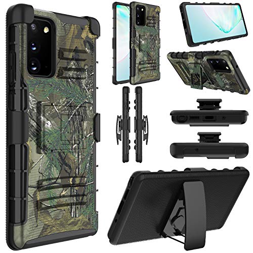 Elegant Choise Samsung Galaxy Note 20 Case, Hybrid Holster Heavy Duty Shockproof Full Body Protective Cover Case with Kickstand and Swivel Belt Clip for Galaxy Note 20 6.7inch (Camouflage)