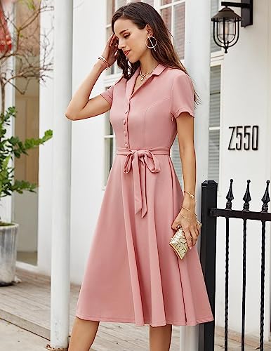 Image of Wedtrend Women's Vintage Tea Dress, Short Sleeve Cocktail Party Dress Work Church Casual Dress