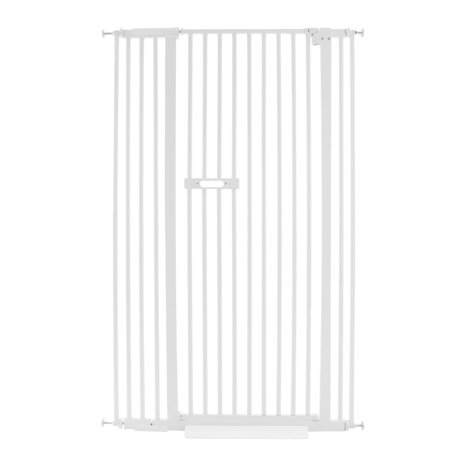 Treppenschutzgitter ohne Bohren, 150 cm hoch, verstellbare Breite 86-95 cm, Hundegitter/Katzengitter mit automatischer Türschließung, Absperrgitter Kohlenstoffstahl für Türen & Treppen，Weiß
