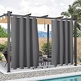 ELINHGO Gartenvorhänge an Metallösen 130x200cm, Wasserdicht Verdunkelungsvorhang, UV Schutzmittel und Winddicht mit Ösen Oben und Unten für Balkon Veranda Pergola Gartenlaube - dunkelgrau