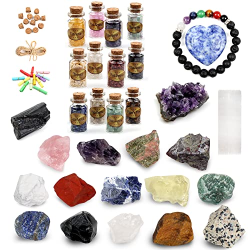 vuUUuv Healing Crystals Set and Tumbled Stones for Yoga, Reiki or Ritual ï¼ŒMeditation - Selenite with Cleaning Healing Energyï¼Œ Chakra Stones for Crystal Healing (16+24)