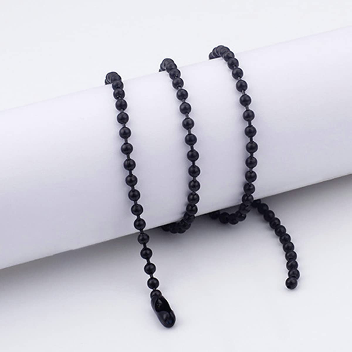 Bola de Cuentas de Acero Inoxidable, Collar de Enlace de Cadena Negra para Mujeres 45cm-76 cm