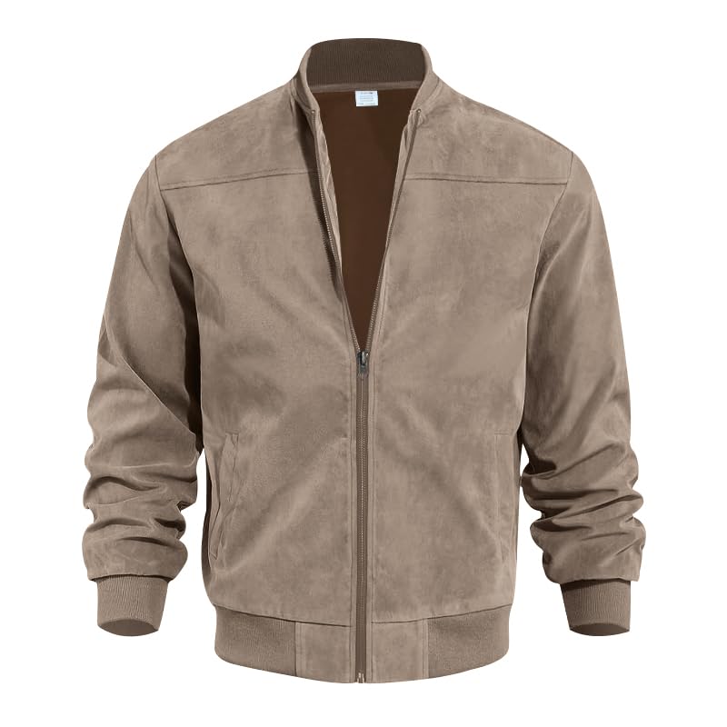 Men's Vintage Lightweight Suede Aviator Jacket Casual Stylish Fal...