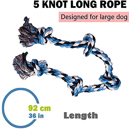 LUXMAY Hundespielzeug unzerstörbare Seil für Starke große Hunde, Hundeseil Spielzeug, 92 cm 5 Knoten, Seil für Aggressive Kauen, Interaktives Seil für mittlere und große Hunderassen - Image 7